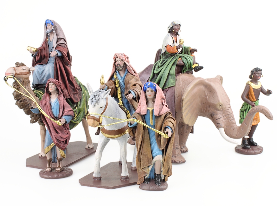 Grupo Reyes Magos con elefante (6 piezas)