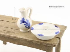Juego palangana con jarro de fajalauza 4 cm. (2 piezas)