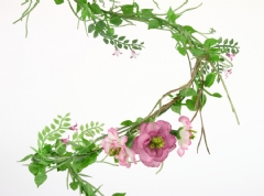 Ver Ficha de Guirnalda de zarza con flores rosas 90 cm.