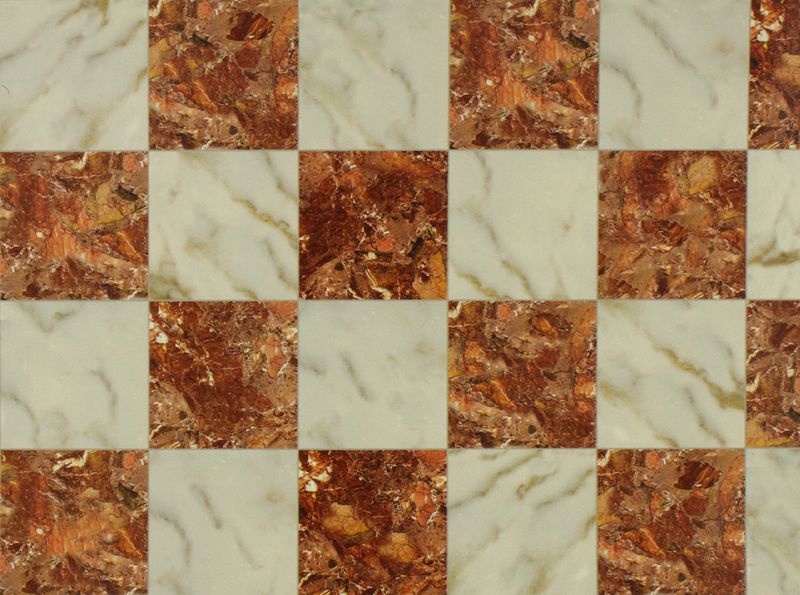 Mosaico de mármol rojo - blanco